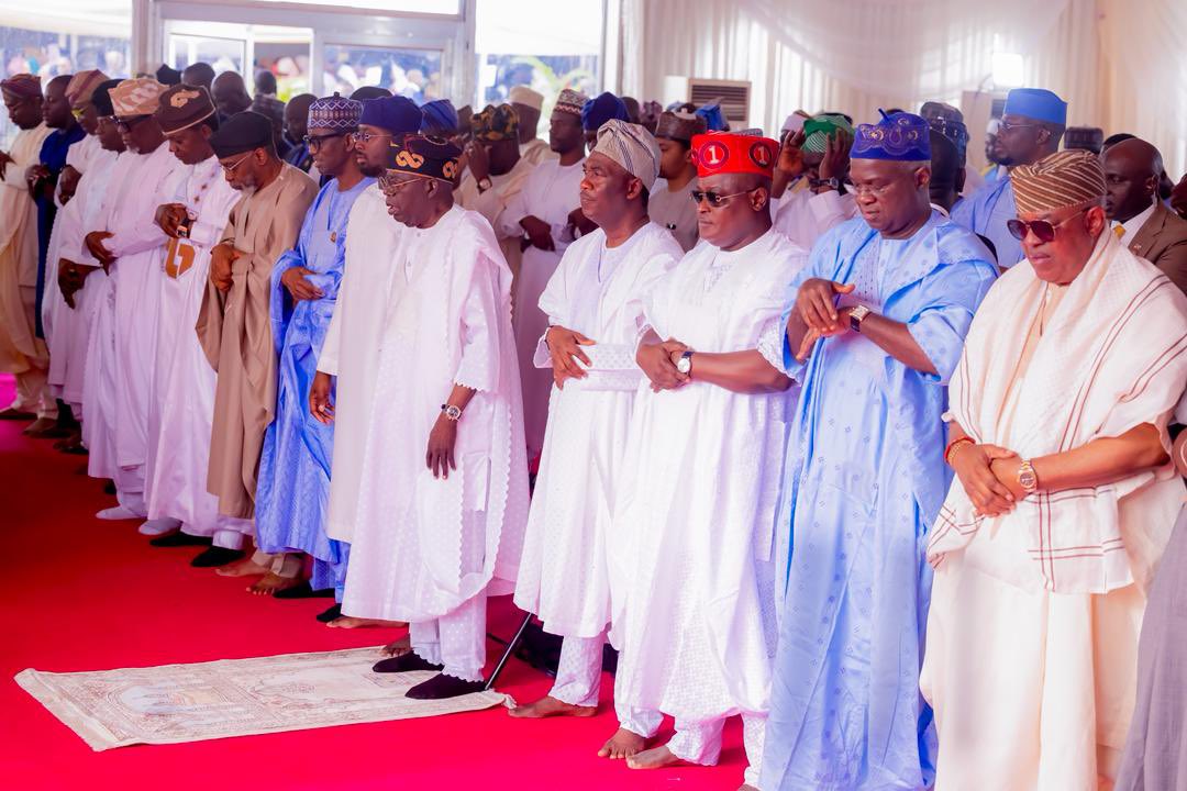 President Tinubu Attends Eid-el-Kabir Prayers at Dodan Barracks, Lagos