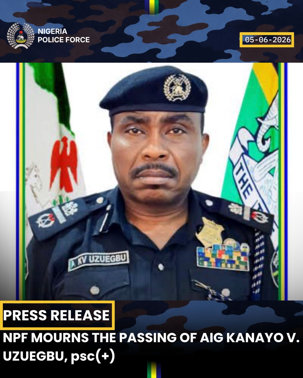 Nigeria Police Force Mourns the Passing of AIG Kanayo Uzuegbu